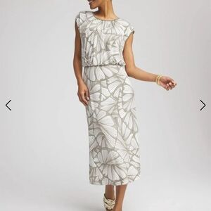 Leaf Patterned Midi Dress